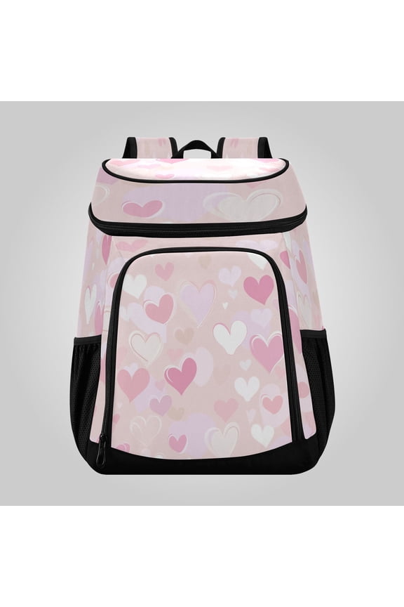36 Can Large Insulated Backpack Cooler Leakproof Lunch Backpack with Multiple Pockets Waterproof Thermal Cooler Bag for Work, Picnic, Hiking, Camping & Outdoor Activities Dreamy Heart Confetti