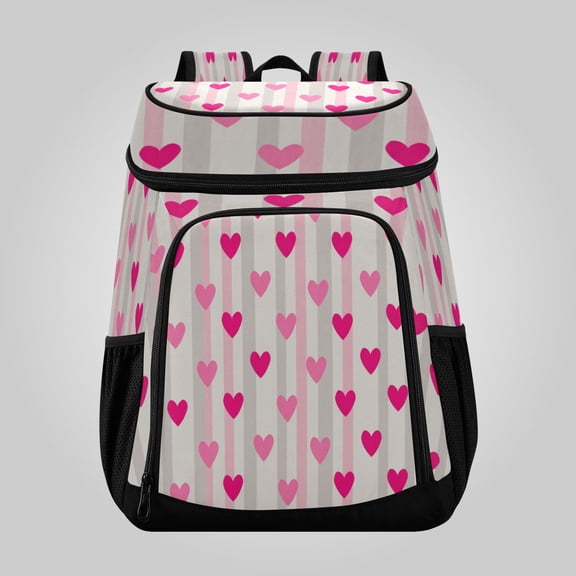 36 Can Large Insulated Backpack Cooler Leakproof Lunch Backpack with Multiple Pockets Waterproof Thermal Cooler Bag for Work, Picnic, Hiking, Camping & Outdoor Activities Neutral Pink Love Pattern