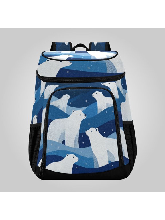 36 Can Large Insulated Backpack Cooler Leakproof Lunch Backpack with Multiple Pockets Waterproof Thermal Cooler Bag for Work, Picnic, Hiking, Camping & Outdoor Activities Arctic Night Bear Art