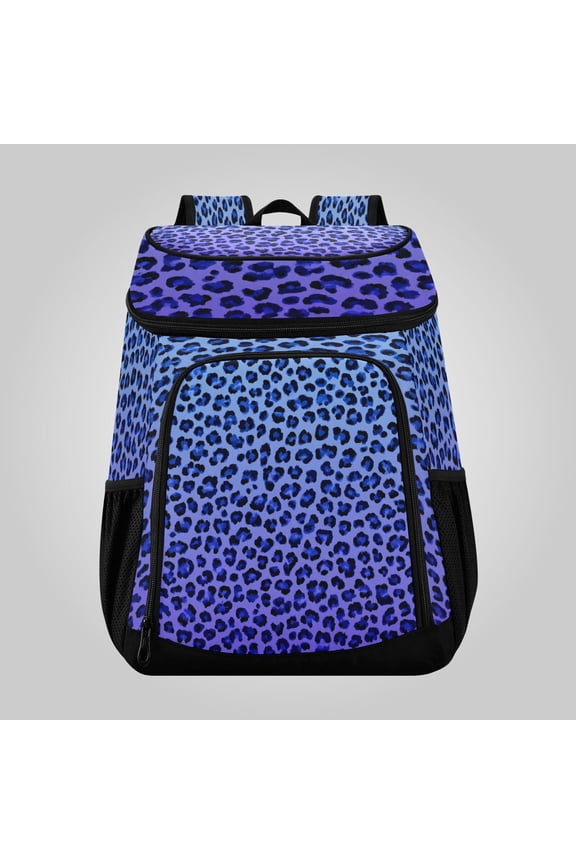 36 Can Large Insulated Backpack Cooler Leakproof Lunch Backpack with Multiple Pockets Waterproof Thermal Cooler Bag for Work, Picnic, Hiking, Camping & Outdoor Activities Electric Blue Violet Cheetah