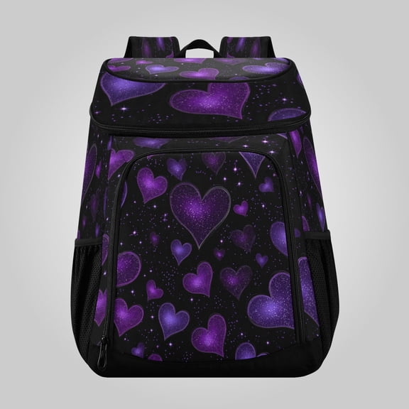 36 Can Large Insulated Backpack Cooler Leakproof Lunch Backpack with Multiple Pockets Waterproof Thermal Cooler Bag for Work, Picnic, Hiking, Camping & Outdoor Activities Amethyst Diamond Hearts