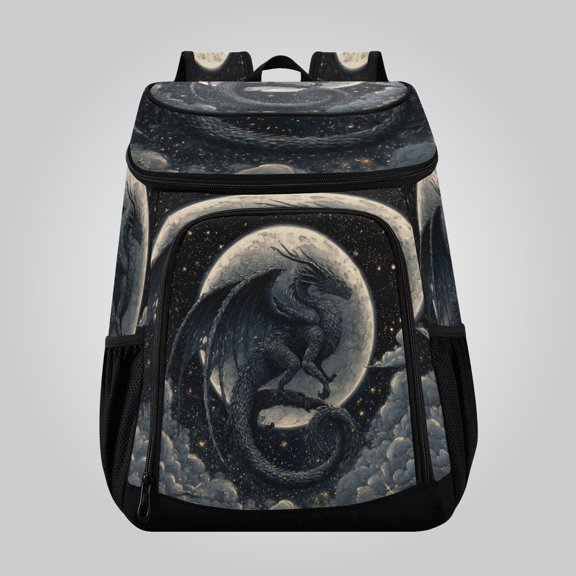 36 Can Large Insulated Backpack Cooler, Leakproof Lunch Bag for Work, Picnics, Hiking, Biking & Outdoor Activities, Reusable Travel Tote with Multiple Pockets Black Devil Dragon