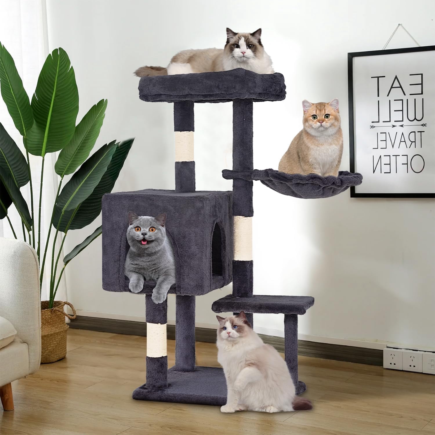 Segawe Large Cat Tree Activity Tower – Plush Kitty Play House With Scratching Posts (Multiple Sizes)