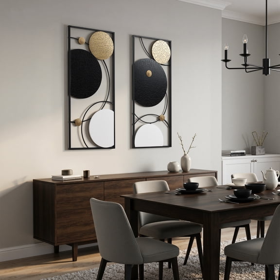 Langford Home 36" Celestial Metal Abstract Wall Art Decor 2PC Set