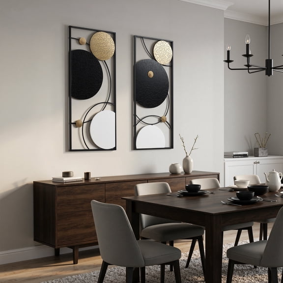 Langford Home 36" Celestial Metal Abstract Wall Art Decor 2PC Set
