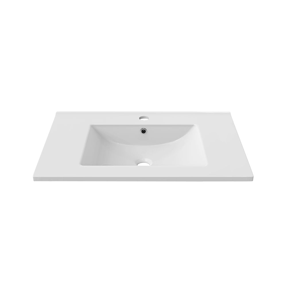 White Ceramic 36" Vanity Sink Top with Faucet Hole