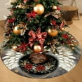 thumbnail image 1 of 36" Christmas Tree Skirt with Black Angel Design, Soft Plush Xmas Tree Collar, Round Base Cover for Indoor & Outdoor Holiday Decorations, Farmhouse-Inspired Festive Floor Mat for Christmas Trees, 1 of 6
