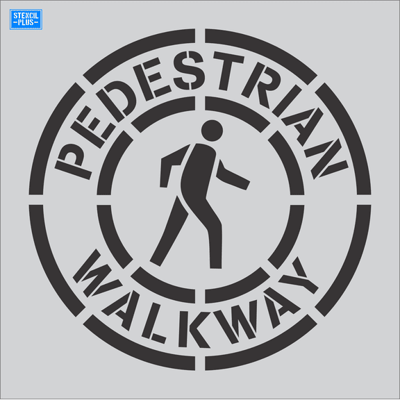 36" Circular Pedestrian Walkway Crossing Symbol Parking Lot Pavement Marking Stencil Thickness: .100
