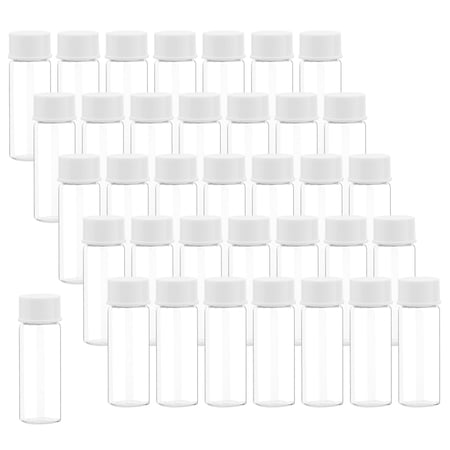 36,Clear, 15ml Glass Sample Vials, Empty Glass Bottles with Screw Cap Lab Liquid Sampling Bottles for Chemistry Lab Chemicals (White cap)