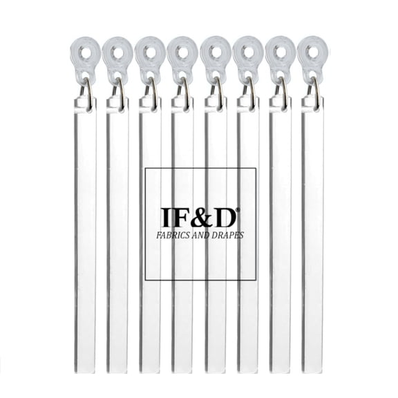 36" Clear 8 Pack Acrylic Lucite Drapery Curtain Pull Wands with Plastic Adapters for Easy Open and Closing of Window Treatments - IF&D Fabrics and Drapes -APA-036-8