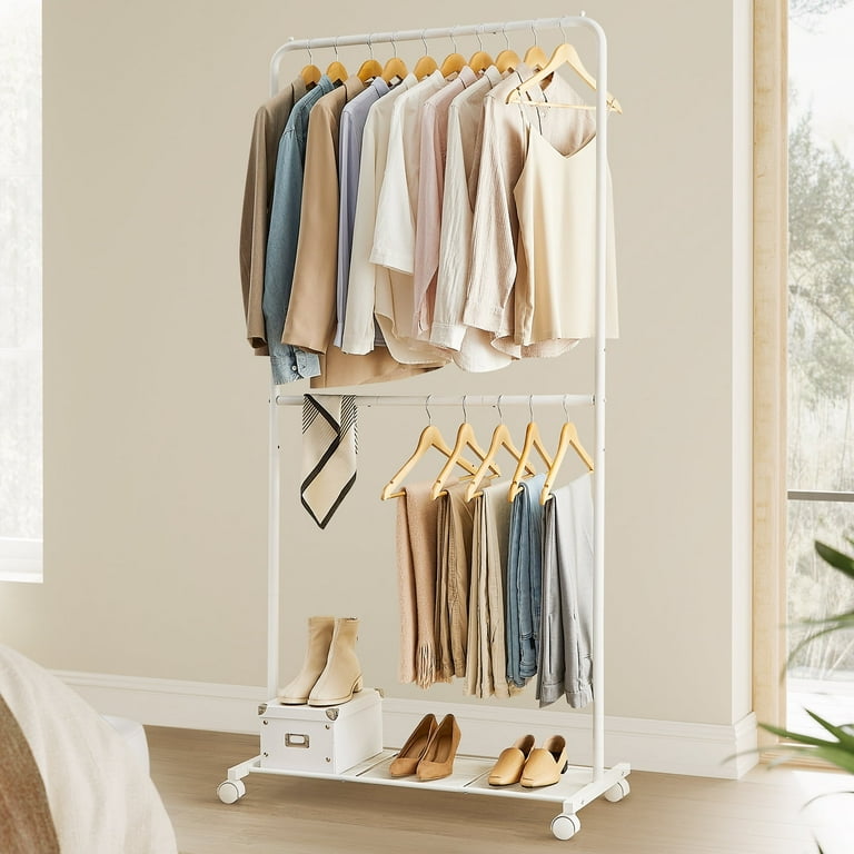 ②WWW_RACK WHAT WE WANT Amazon.com: BATHWA Heavy Duty Garment Rack on Wheels