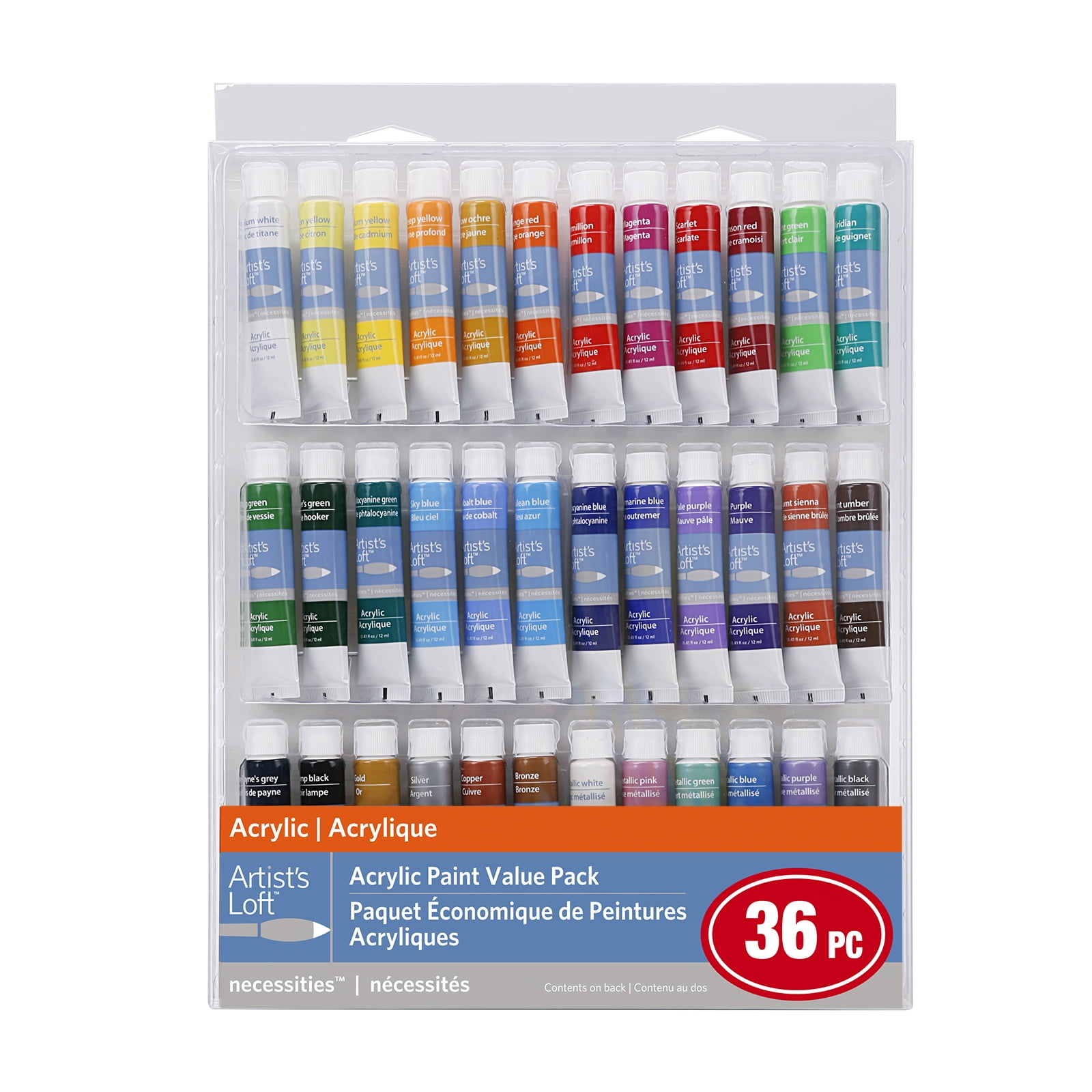 36 Color Acrylic Paint Value Pack with Metallics