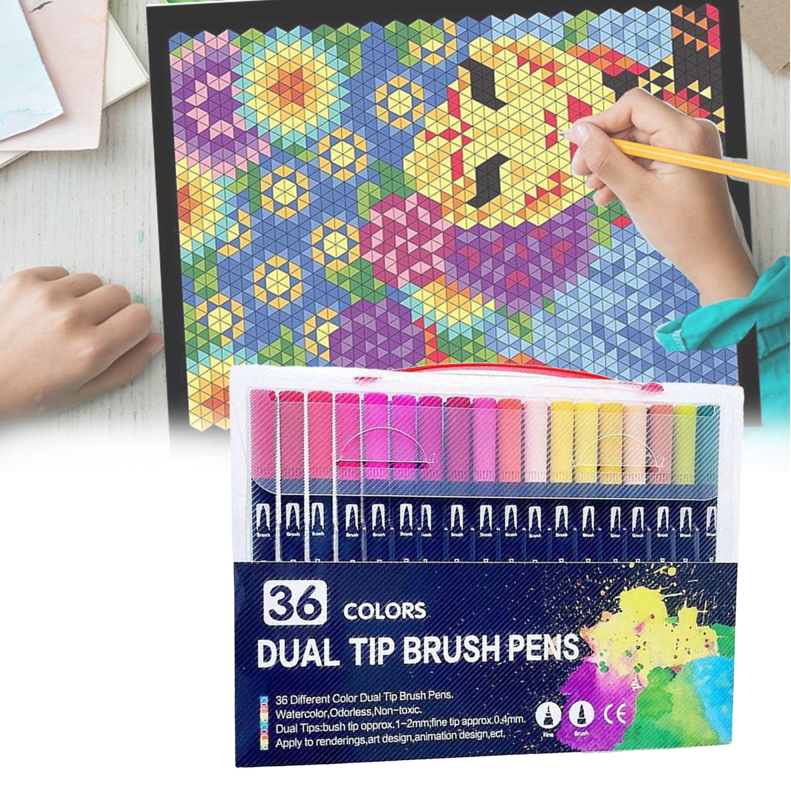 36 Color Pens 36 Tip Bens，Colouring Pens Brush Pens for Adult，Colouring ...