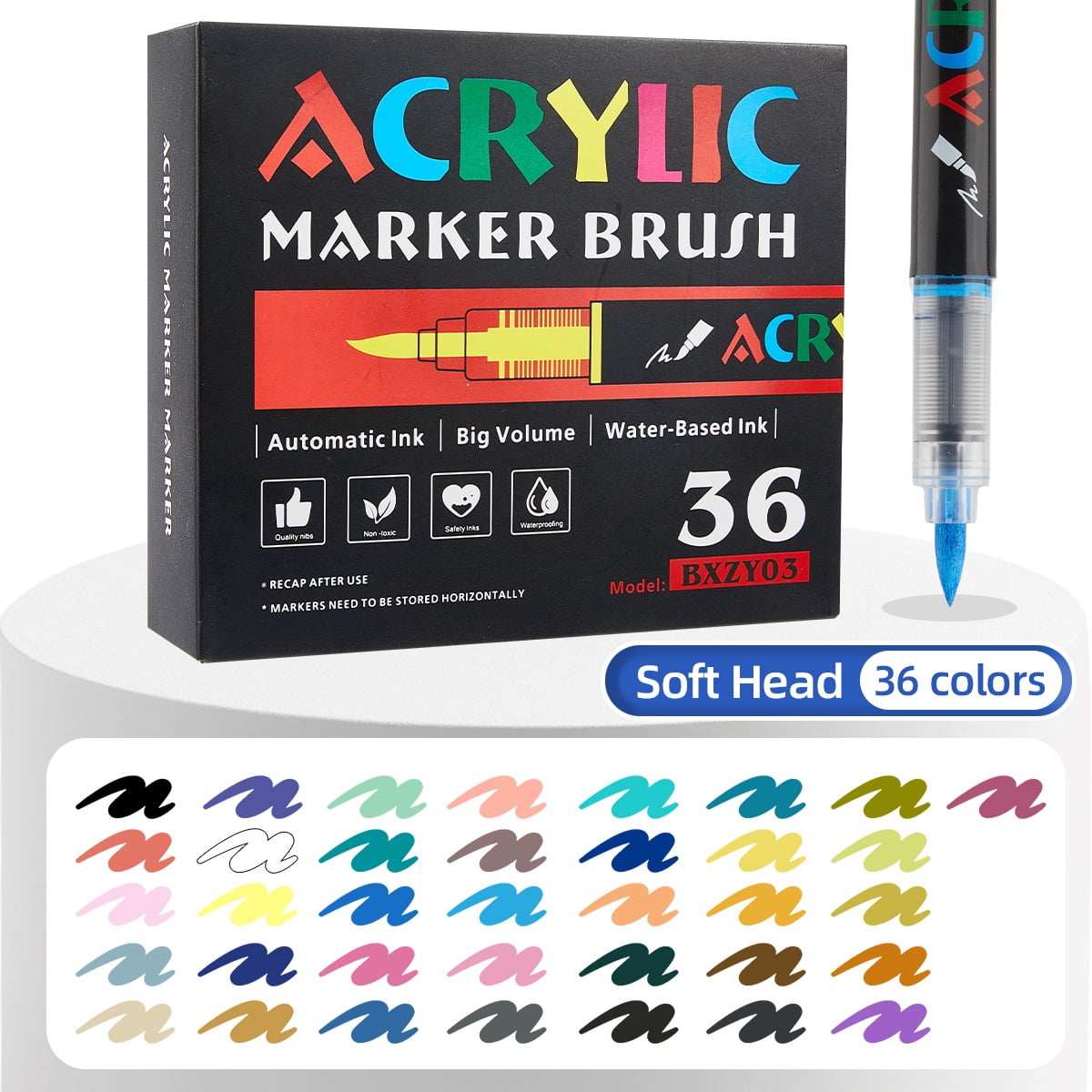 36 Colors Acrylic Paint Markers - Paint Pens for Drawing, Fabric, Paper, Glass, DIY - Art & Craft Supplies for Adults, Teens