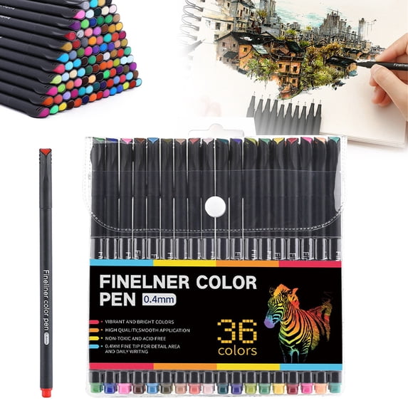 36 Colors Fineliner Pens Set, 0.4mm Fine Point Marker Pens, Washable Colored Outline Markers, Liner Needle Pen, Smooth Writing Pens for Drawing, Sketching, Journaling, Coloring Books, Art Projects