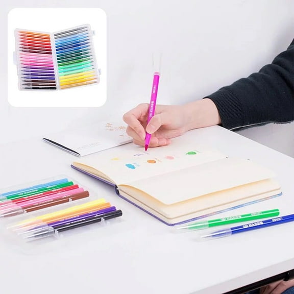 36 Colors Fluorescent Glitter Gel Pens, Dual-Tip for Scrapbook Lettering, Fine Point for Adult Coloring Books, Sparkly Ink, Rainbow Assortment, 36 Pack