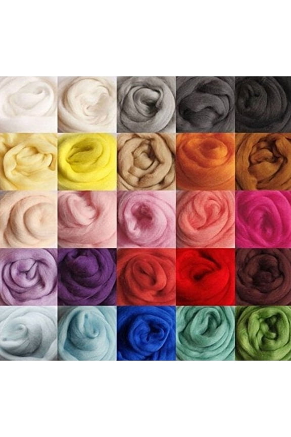 36 Colors Merino Wool Fibre Roving for Needle Felting Hand Spinning BIN,3g/Color,Total 108g