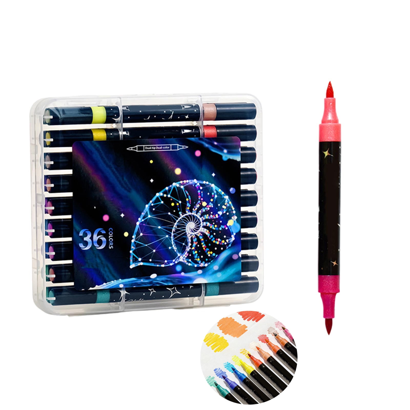 36 Colors Shimmer Acrylic Paint Markers, Dual-Tip with Brush Tip Pens for Stone, Wood, Calligraphy, Canvas, Ceramic, Metal, Glass, Rock Painting, and DIY Crafts