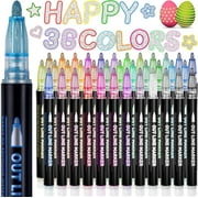 36 Colors Shimmer Markers Metallic Glitter Pens Set Sparkle Gift Present Doodle Drawing Supplies Art Craft