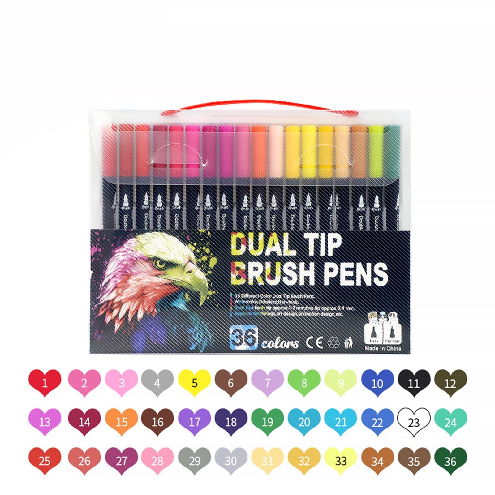 36 Colors Washable Dual-Tip Acrylic Paint Markers, Fine Tip & Soft Brush Pens for Stone Wood Canvas Ceramic Glass Rock Painting DIY Crafts