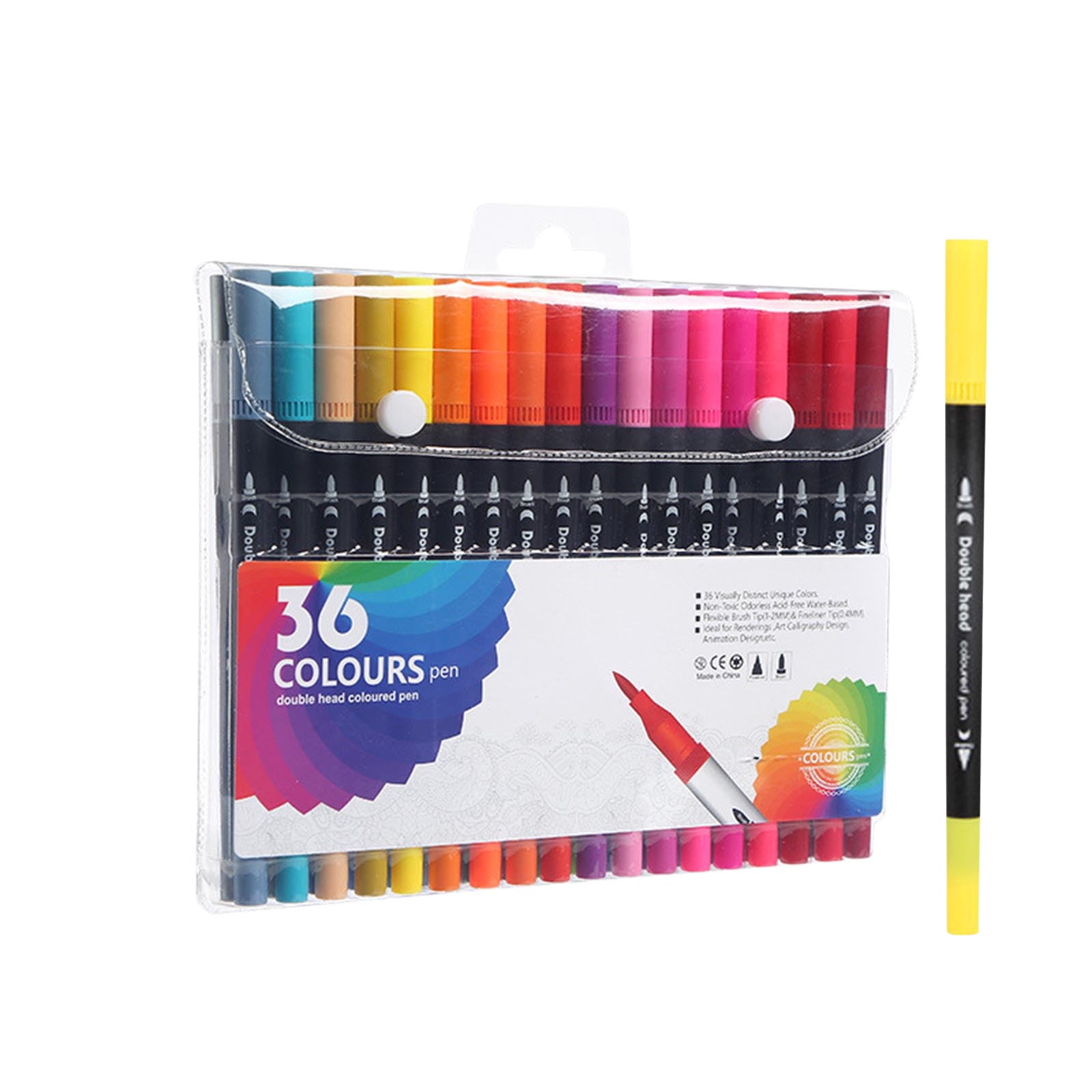 36 Colors Washable Dual-Tip Acrylic Paint Markers, White Barrel Fine Tip & Soft Brush Pens for Stone Wood Canvas Ceramic Glass Rock Painting DIY Crafts