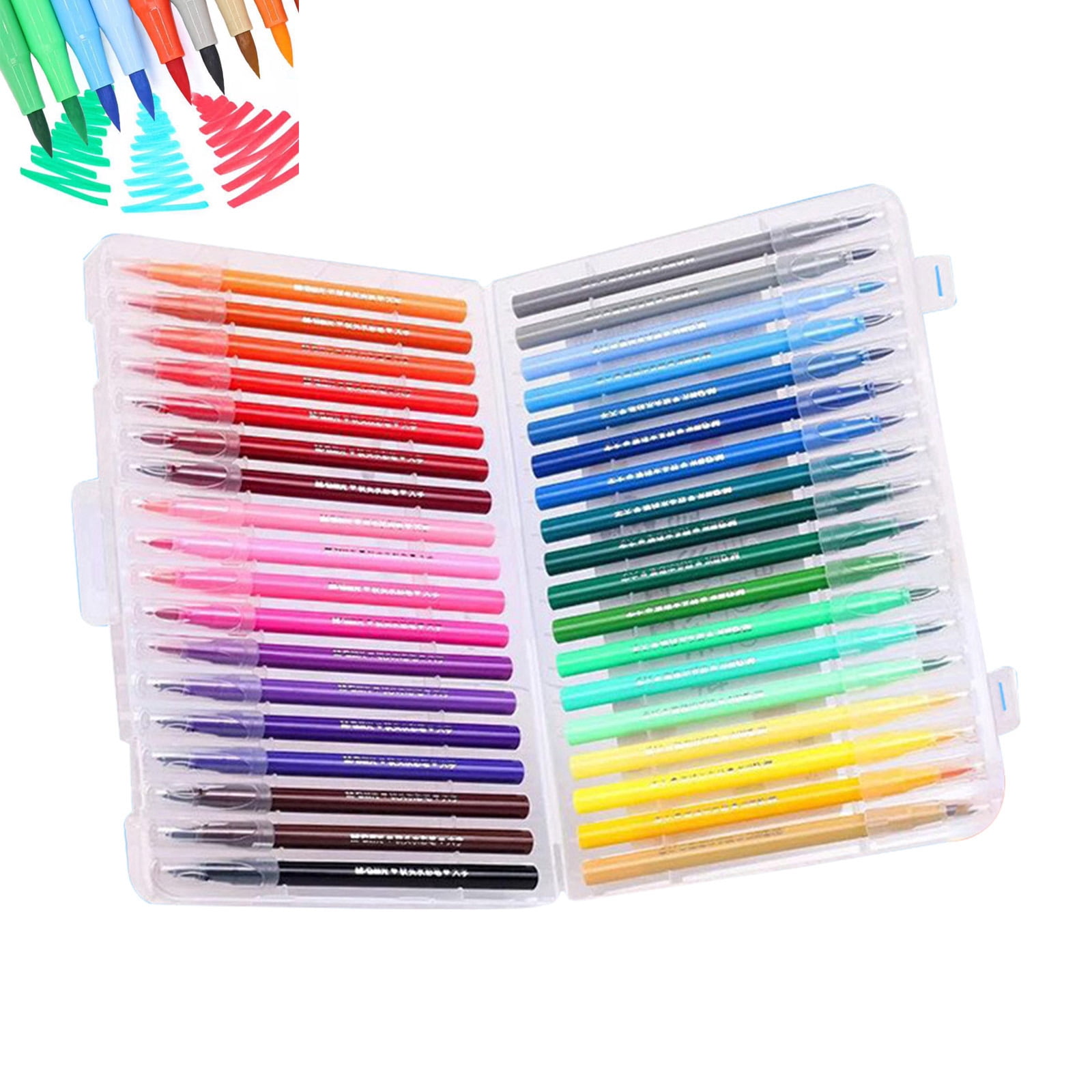 36 Colors Washable Paint Markers, Soft Brush Tip Pens, No Bleed Fade Resistant Low-Odor Non-Toxic Art Pens for Ages 3+ & Adults, Perfect for Canvas, Rock Painting, Wood, Stone, Glass, DIY Crafts