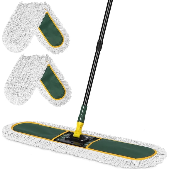 36" Commercial Dust Mop for Floor Cleaning with Replacement Mop Pads, Heavy Duty Industrial Large Floor Wet Dry Mop for Office Garage Hardwood Warehouse Factory Mall