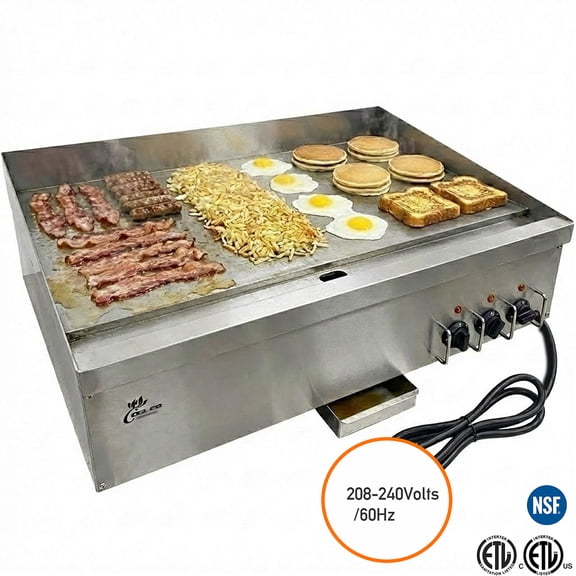 36” Commercial Electric Countertop Griddle, 3/4” Steel Plate, 3-Phase 208-240V, NSF & CSA Certified, 7.5–10kW