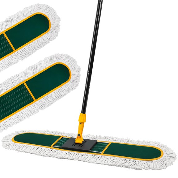 36" Commercial Floor Duster with 60" Handle & 2 Replacement Pads for Hardwood, Tile, Concrete & Garage