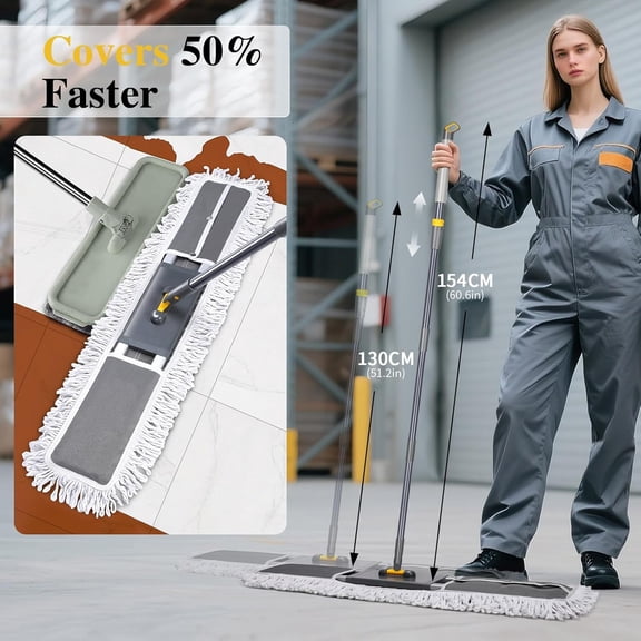 36" Commercial Mop with 3 Microfiber Pads & Pedal Spin Mop and Bucket with Wringer Set and 3 Mop Pads - Home & Office Suitable