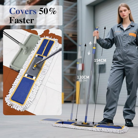 36" Commercial Mop with 3 Microfiber Pads & Roller Sponge Mop with 3 Absorbent PVA Mop Refills- Home & Office Suitable
