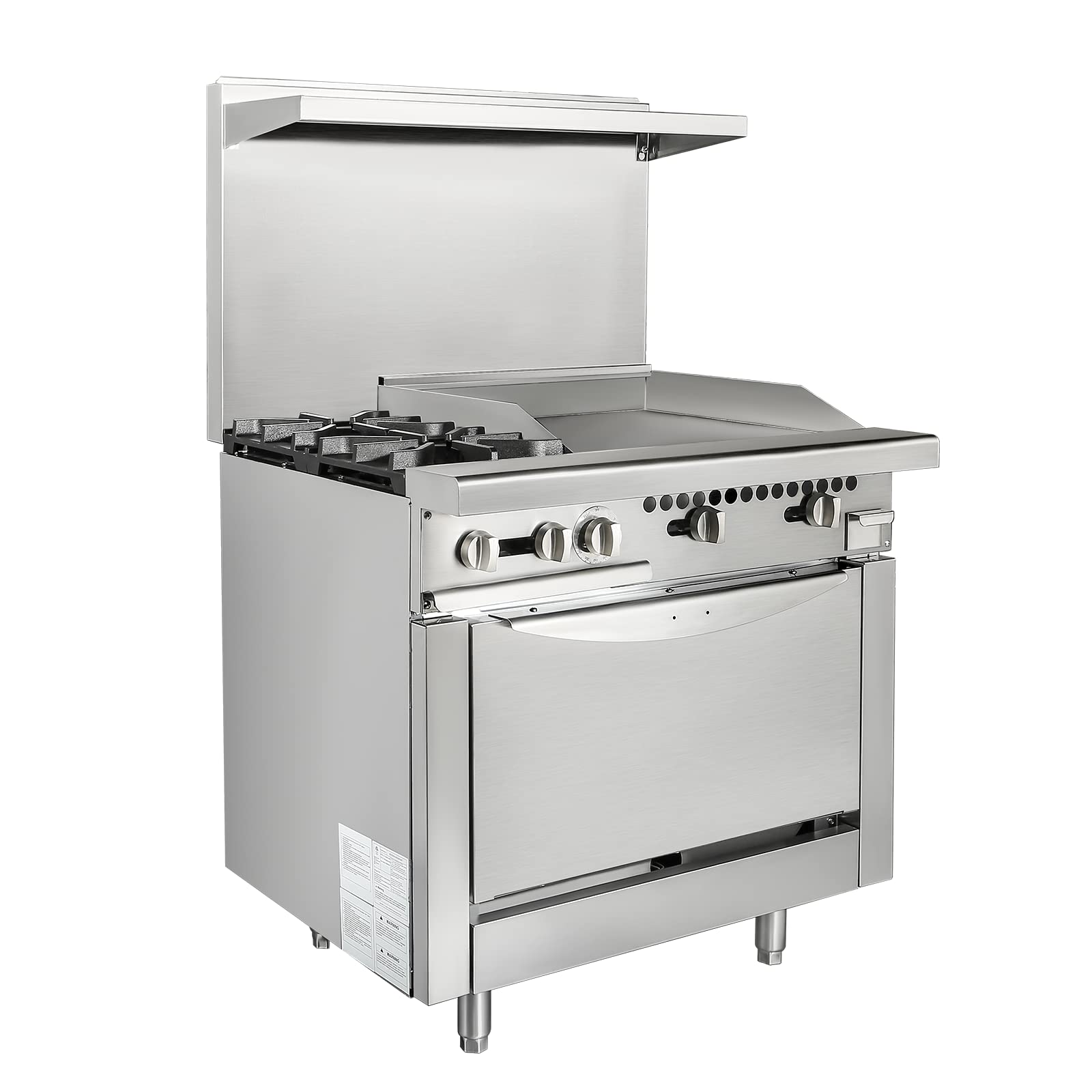 36" Commercial Ranges 2 Burners 24'' Griddle Gas Range Equipped with a