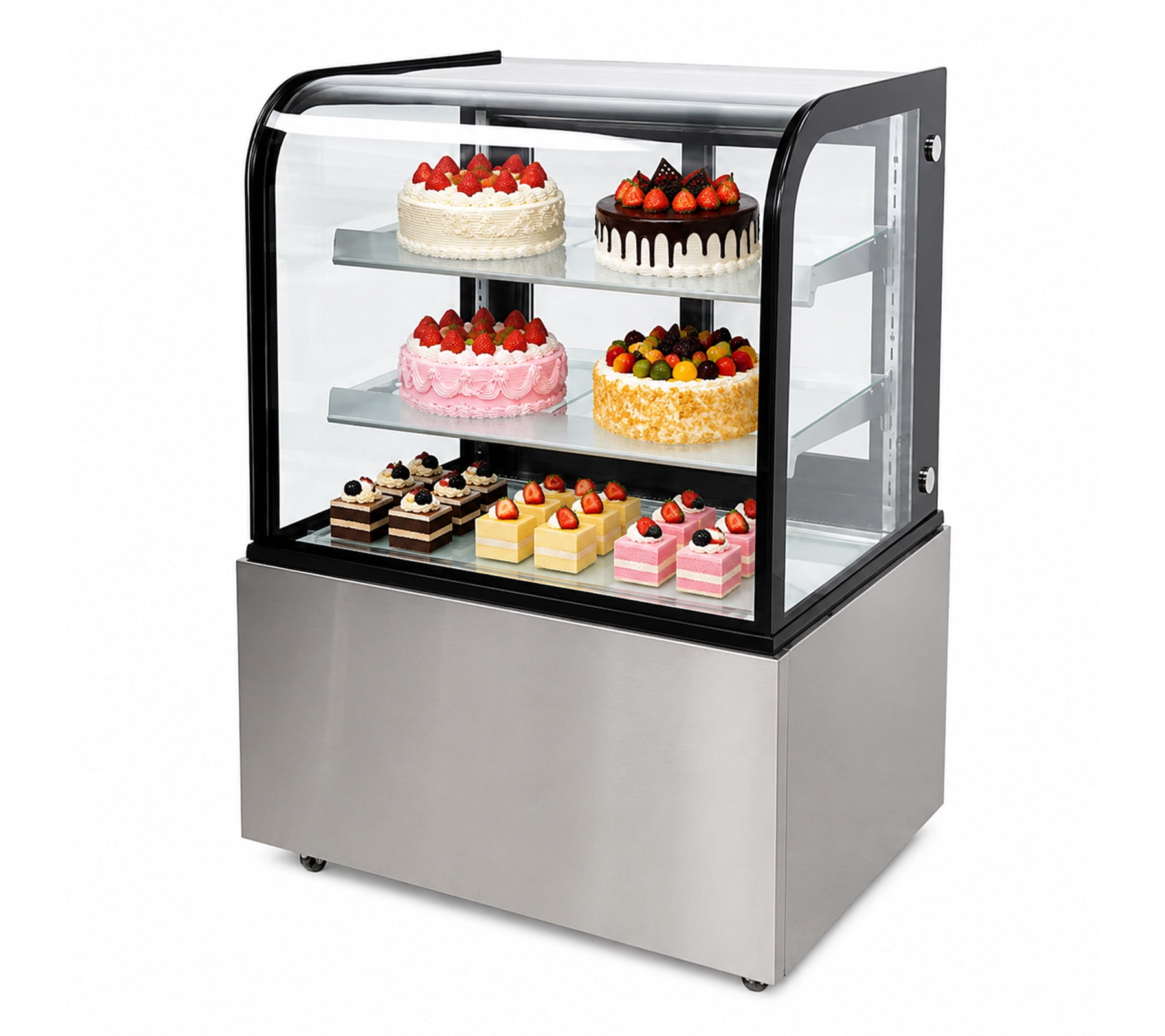 36" Commercial Refrigerated Bakery Display Case, Curved Glass Cake Showcase Refrigerator, LED Lighting, ETL