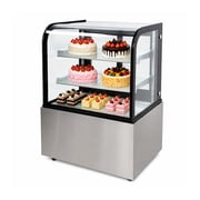 36 Commercial Refrigerated Bakery Display Case, Curved Glass Cake Showcase Refrigerator, LED Lighting, ETL