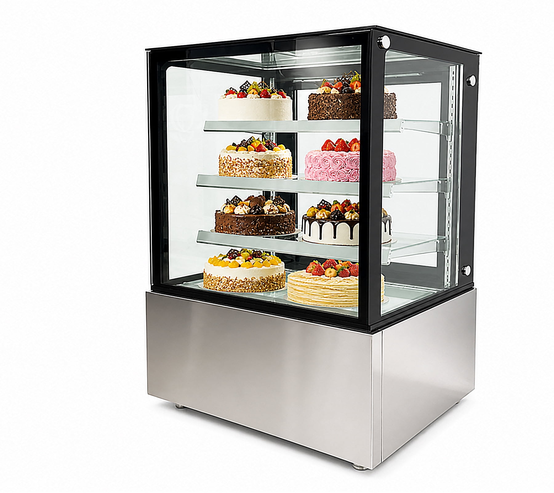 36" Commercial Refrigerated Bakery Display Case, Square Glass Cake Showcase Refrigerator, LED Lighting, ETL Certified