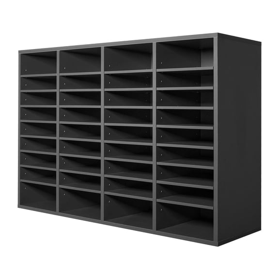 36 Compartment Adjustable Divider Wooden Mailbox Sorter MDF Document Organizer for Office Home Classroom Storage Gray