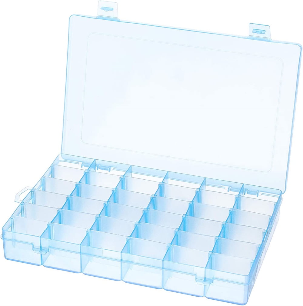 36 Grids Plastic Bead Storage Box, 10.83x6.89x1.78inch Big Large Size Clear  White Earring Organizer Jewelry Storage Boxes with Adjustable Dividers  Containers by Casewin 
