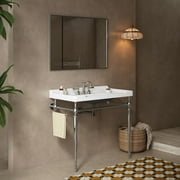 36"Console Bathroom Sink, Freestanding Console Sink With Stainless Brushed Gold Legs, Modern Bathroom Vanity with 3 Tap Holes