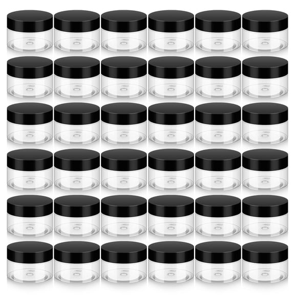36 Count 1 Ounce Black Plastic Jars Cosmetic and Accessory Storage Containers