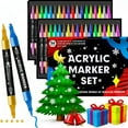 thumbnail image 1 of 36 Count Acrylic Paint Markers Set with Dual Tip, Acrylic Paint Pens for Rock Painting, Ceramic, Wood, Canvas, Plastic, Glass, Stone, Calligraphy, Card Making, DIY Crafts, 1 of 8