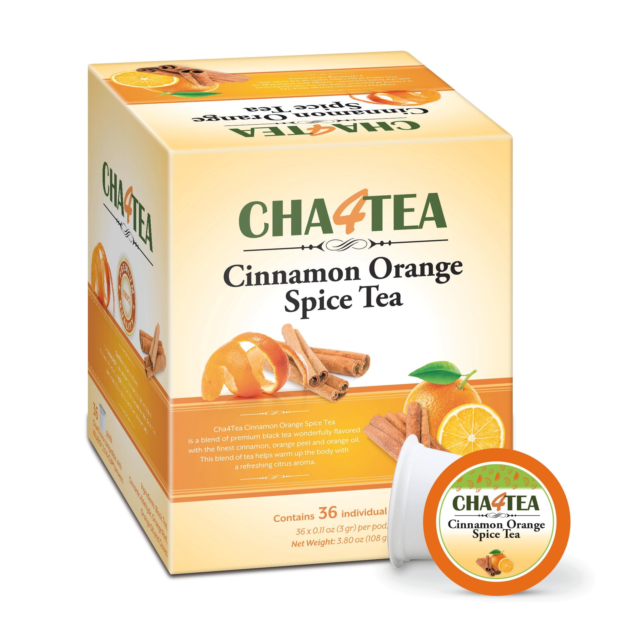 36-Count Cinnamon Orange Spice Herbal Black Tea Pods For Keurig K
