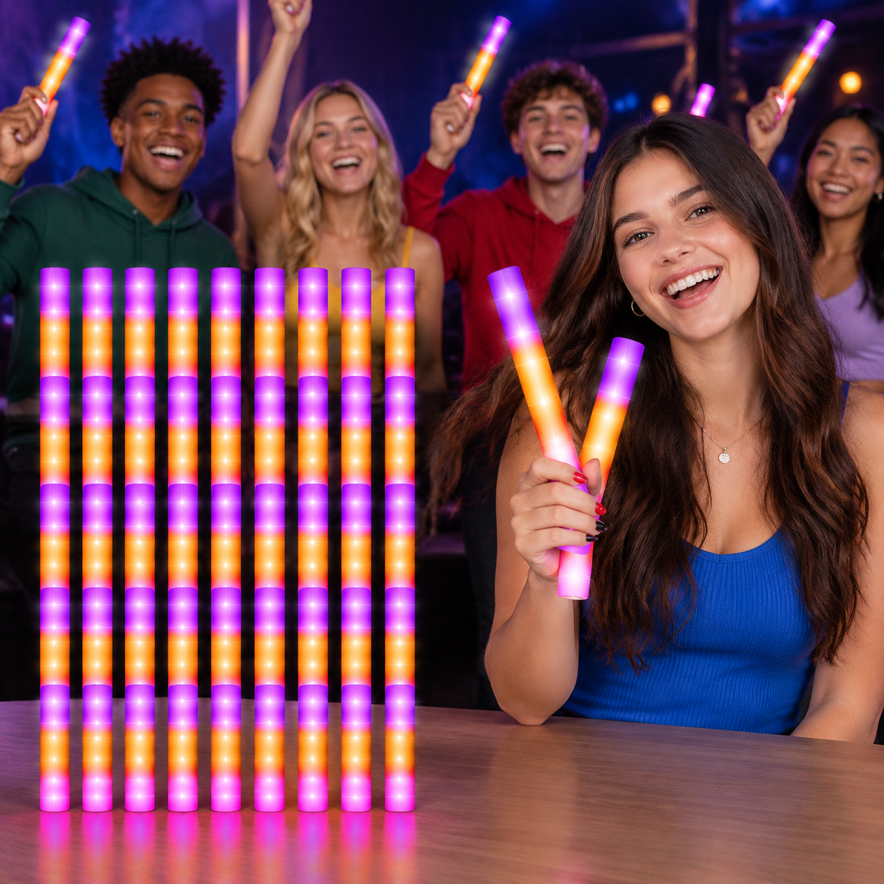 36 Count Light Up Foam Sticks Bulk, 2 Colors, 16 Inch Length for Themed ...
