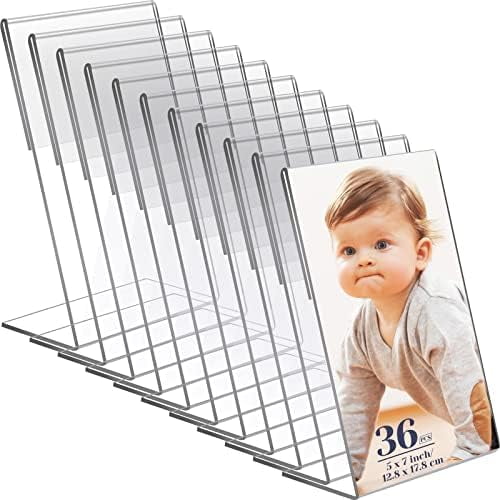 36 Count Picture Frame Stand 5 x 7 Inches Photo Booth Frames Clear Acrylic Sign Holder Vertical Stand Slanted Back Acrylic for Display Menu Flyer Collage Office Restaurant$$Other
