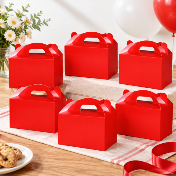 36 Count Red Paper Gable Gift Boxes for Party Favors and Holiday Use