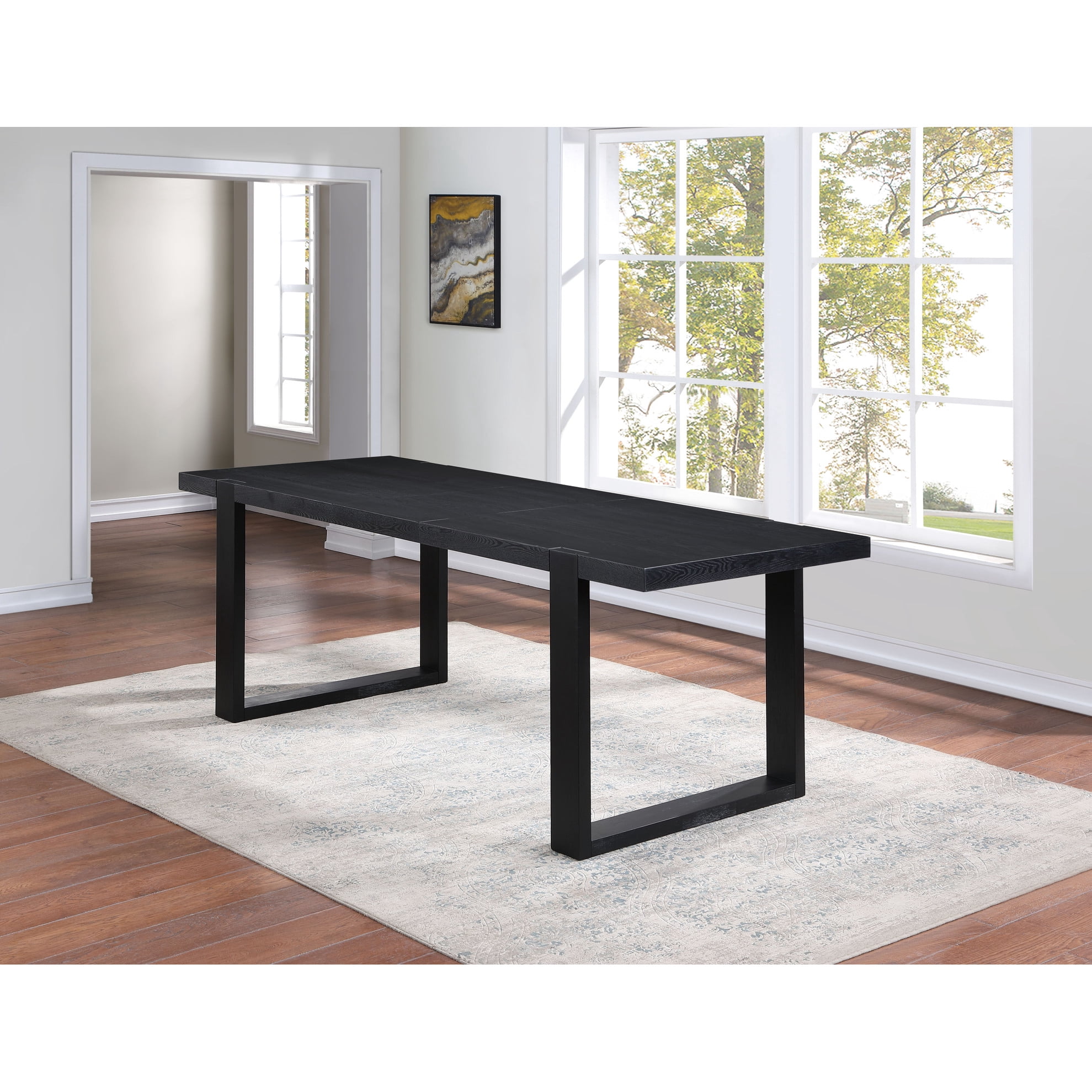 36" Counter Height Black Table - Constructed Of Ash Veneers &amp; Hardwood ...