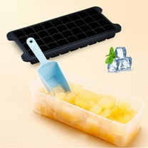 36-Cube Ice Tray with Leakproof Lid - BPA-Free Plastic, One-Twist Release Ice Mold for Cocktails, Whiskey, Baby Food & Juice, Large Capacity, Dishwasher Safe, Freezer-Friendly Black