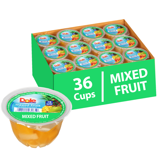 (36 Cups) Dole Fruit Bowls Mixed Fruit in 100 Fruit Juice, 4 oz