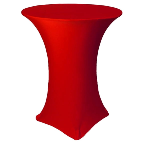 - 36" D x 42" H Highboy Cocktail Round Stretch Spandex Table Cover - Red, Fitted Elastic Tablecloth for Round Tables, Outdoor Party DJ Tradeshow Banquet Vendor Wedding