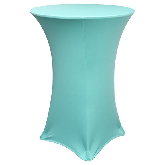36" D x 42" H Highboy Cocktail Round Stretch Spandex Table Cover - Robin Egg, Fitted Elastic Tablecloth for Round Tables, Outdoor Party DJ Tradeshow Banquet Vendor Wedding