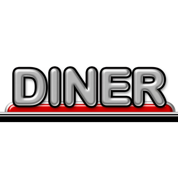 36" DINER DECAL sticker 50s hamburgers jukebox milkshakes floats restaurant